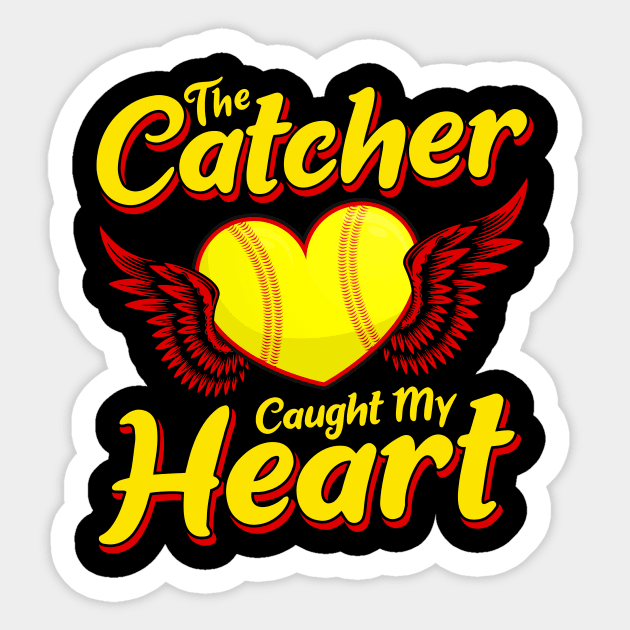 Cute The Catcher Caught My Heart Baseball Softball Sticker by theperfectpresents